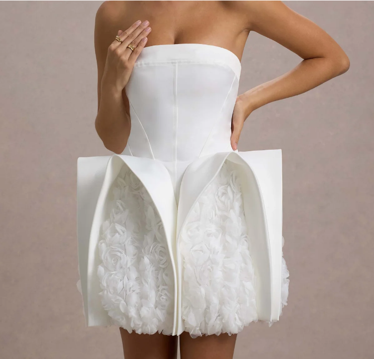 Strapless Puff Dress White