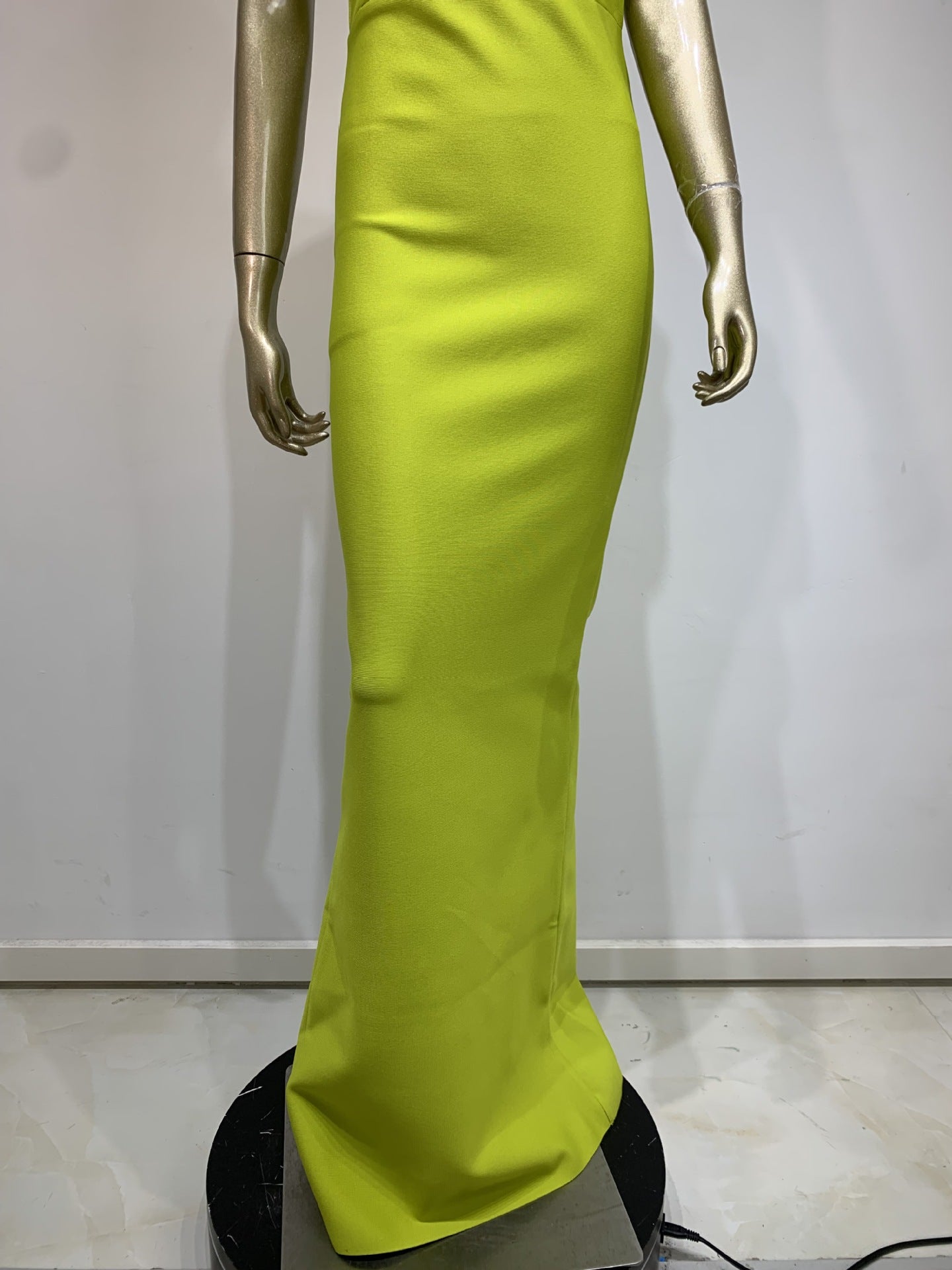 Floral One Shoulder Maxi Dress Lime