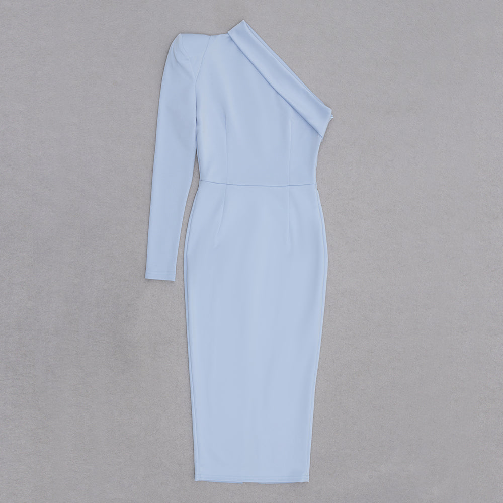 One Sleeve Belt Detail Midi Dress HV9113