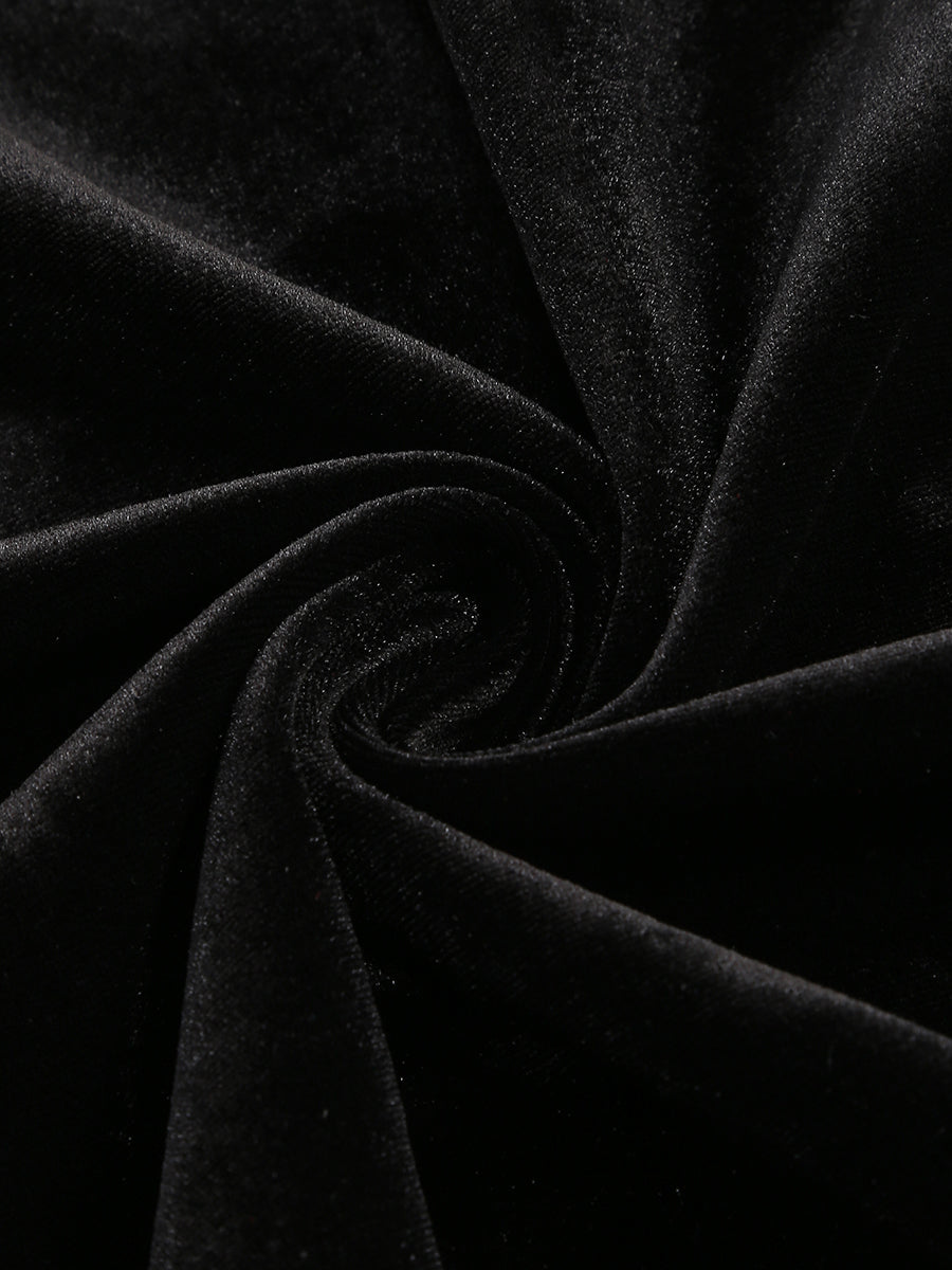 Crystal Chain Maxi Velvet Dress Black