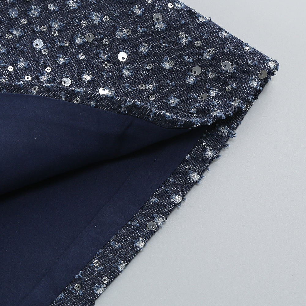 Strapless Sequin Dress Navy Blue HV1945