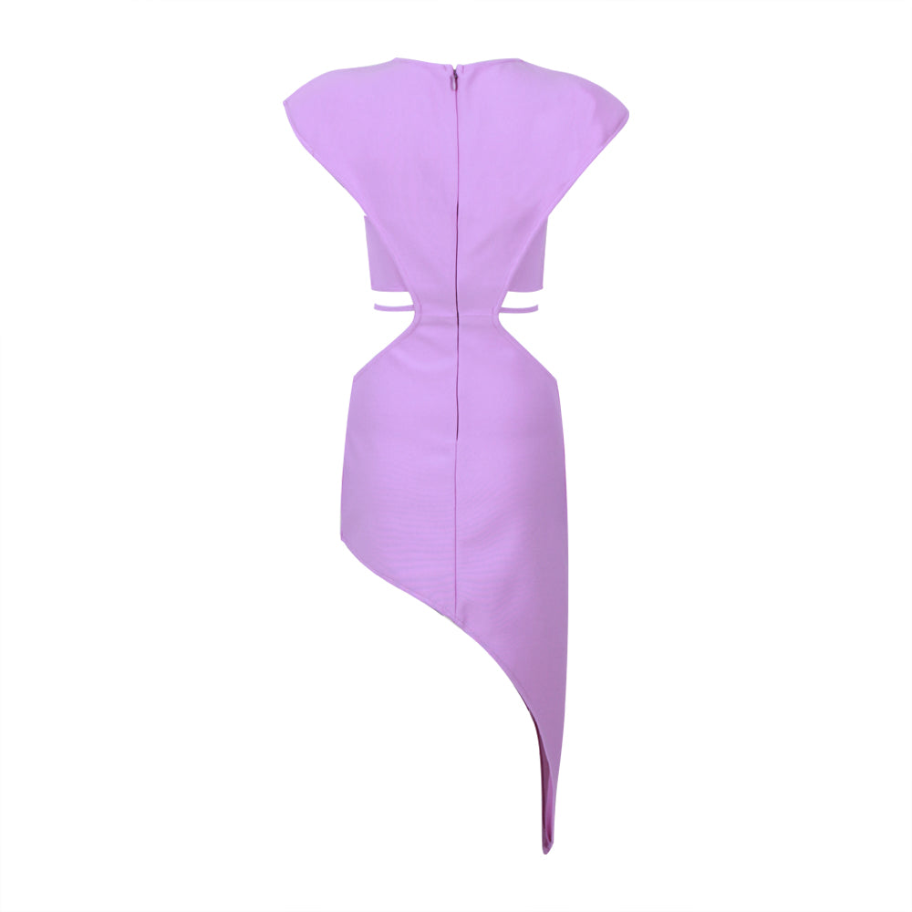 Star Detail Asymmetric Dress Lavender HV9901
