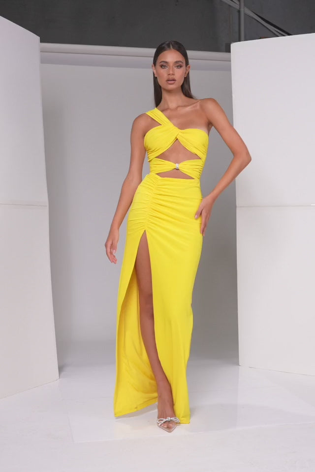One Shoulder Maxi Dress Yellow HV9498