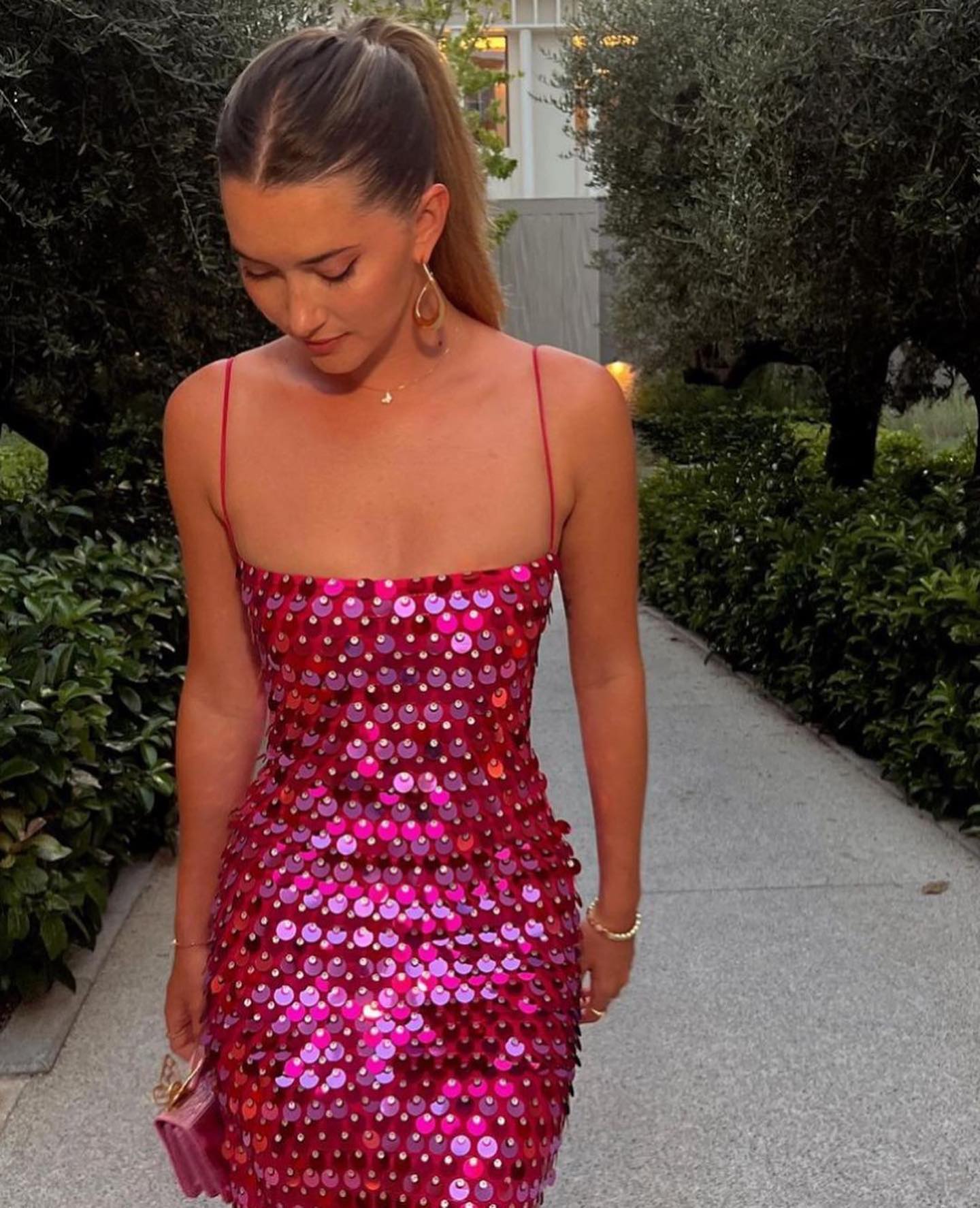 Big Sequin Maxi Dress Hot Pink HV9114