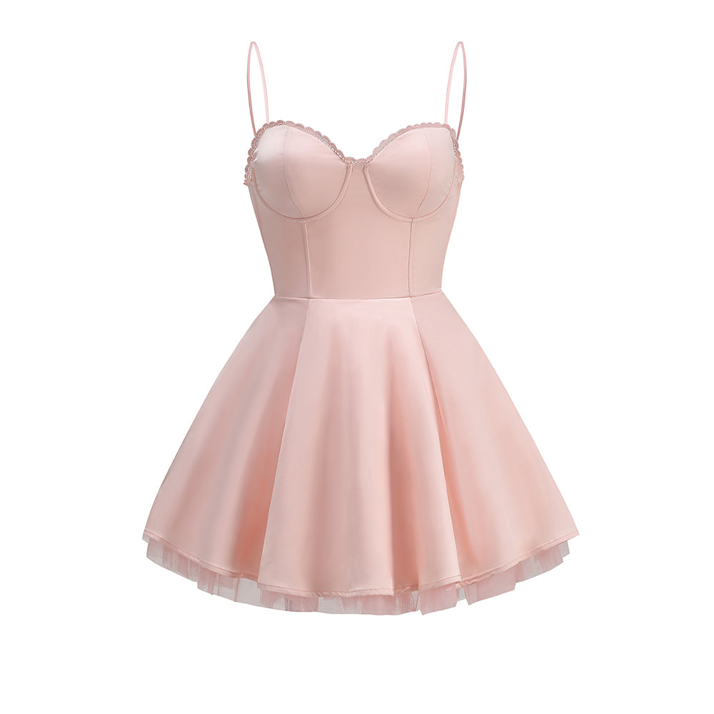 Lace Detail Bustier A Line Dress HV1258