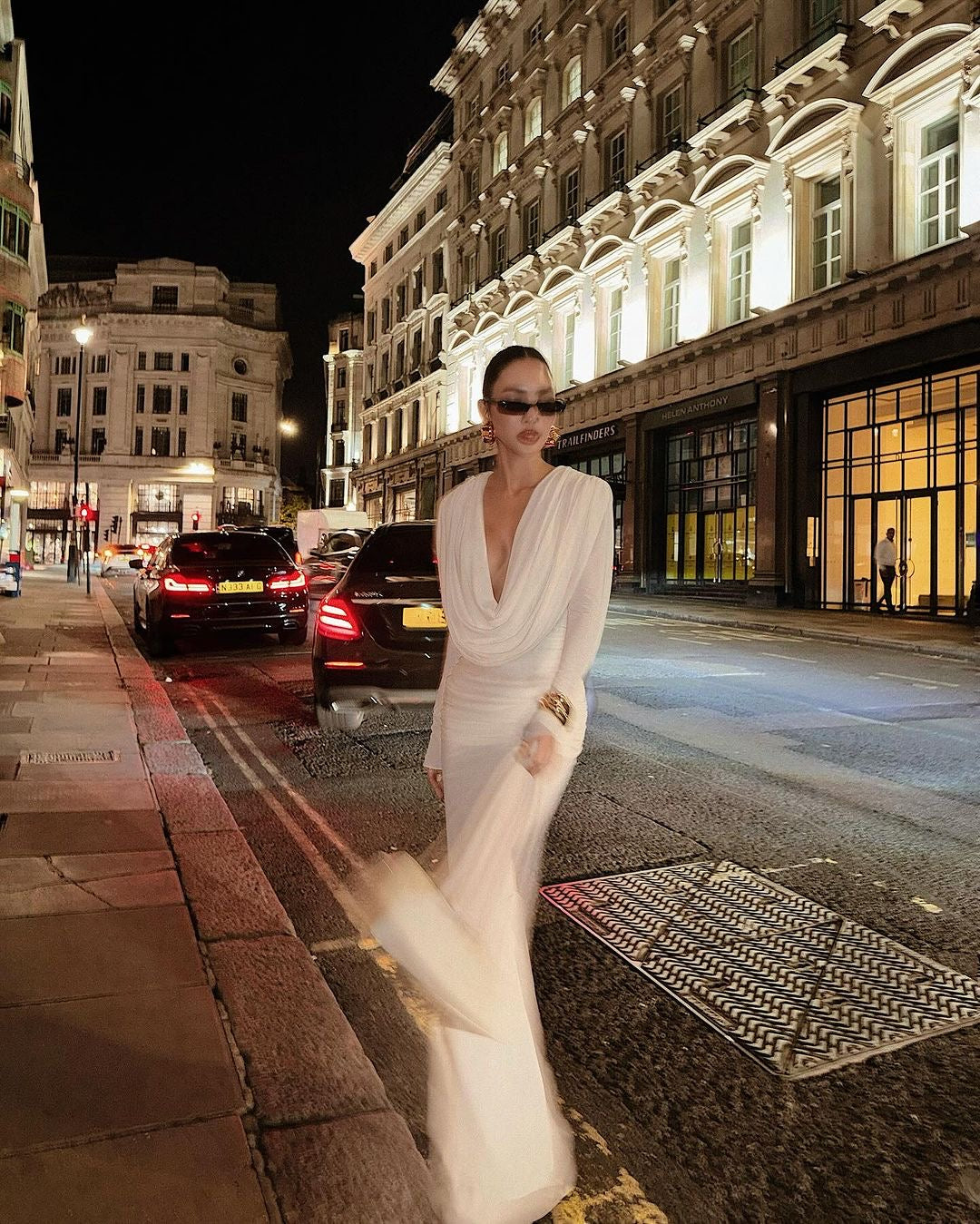 Long Sleeve Draped Backless Maxi Dress HV2076
