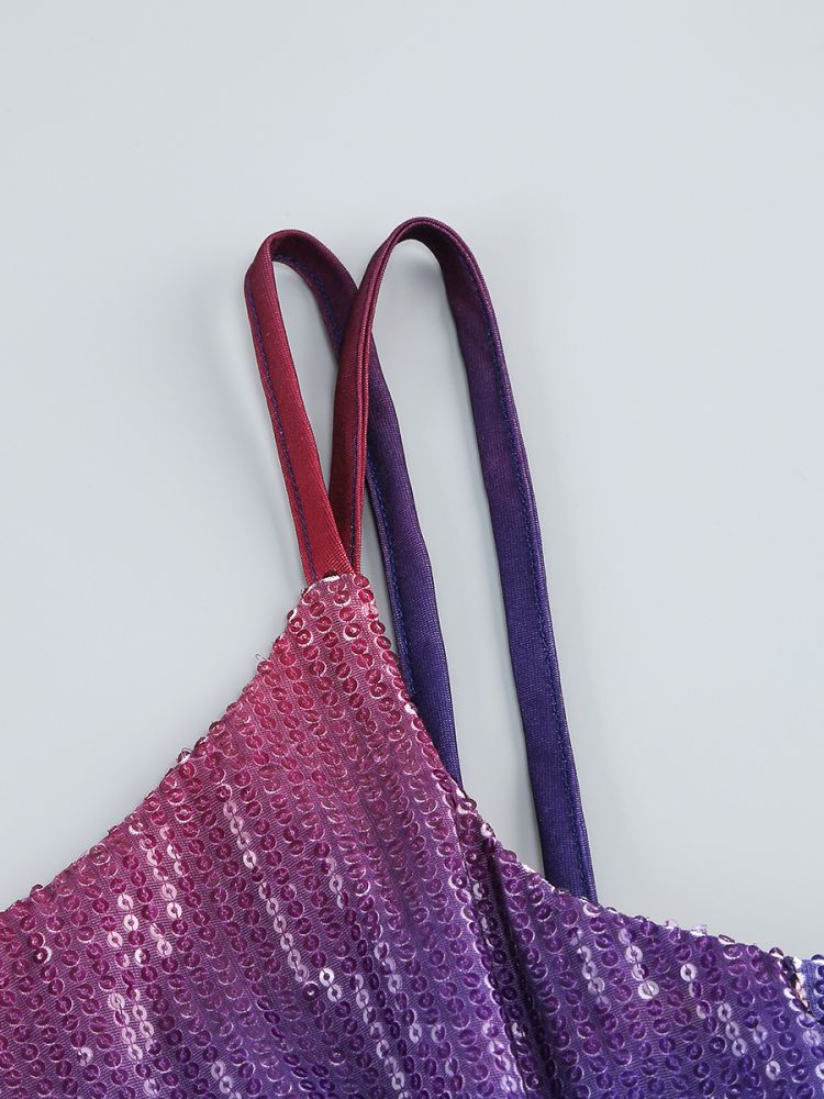 One Shoulder Sequin Maxi Dress Purple HV1024