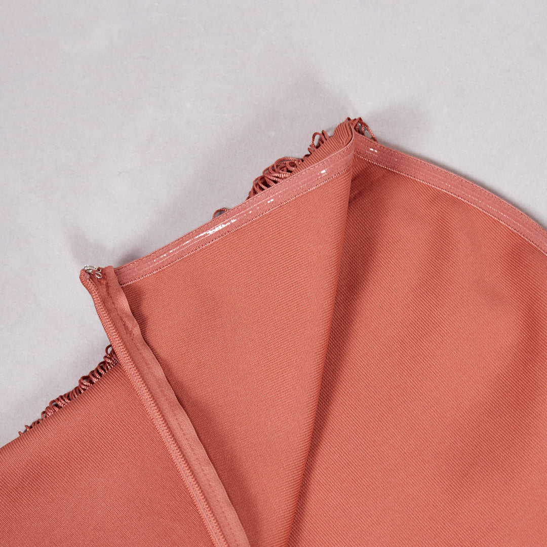 Halter Tassel Detail Maxi Dress Rust