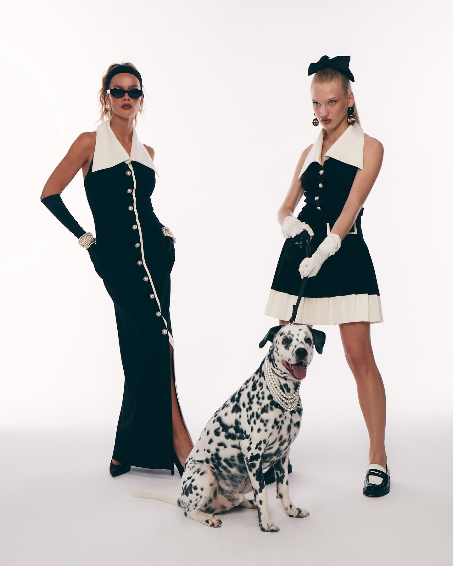 Halter Collar Maxi Dress Black White HV1780