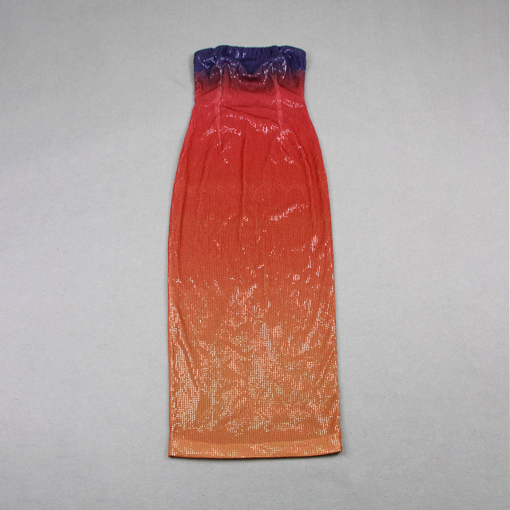 Strapless Sequin Midi Dress Rainbow HV9873