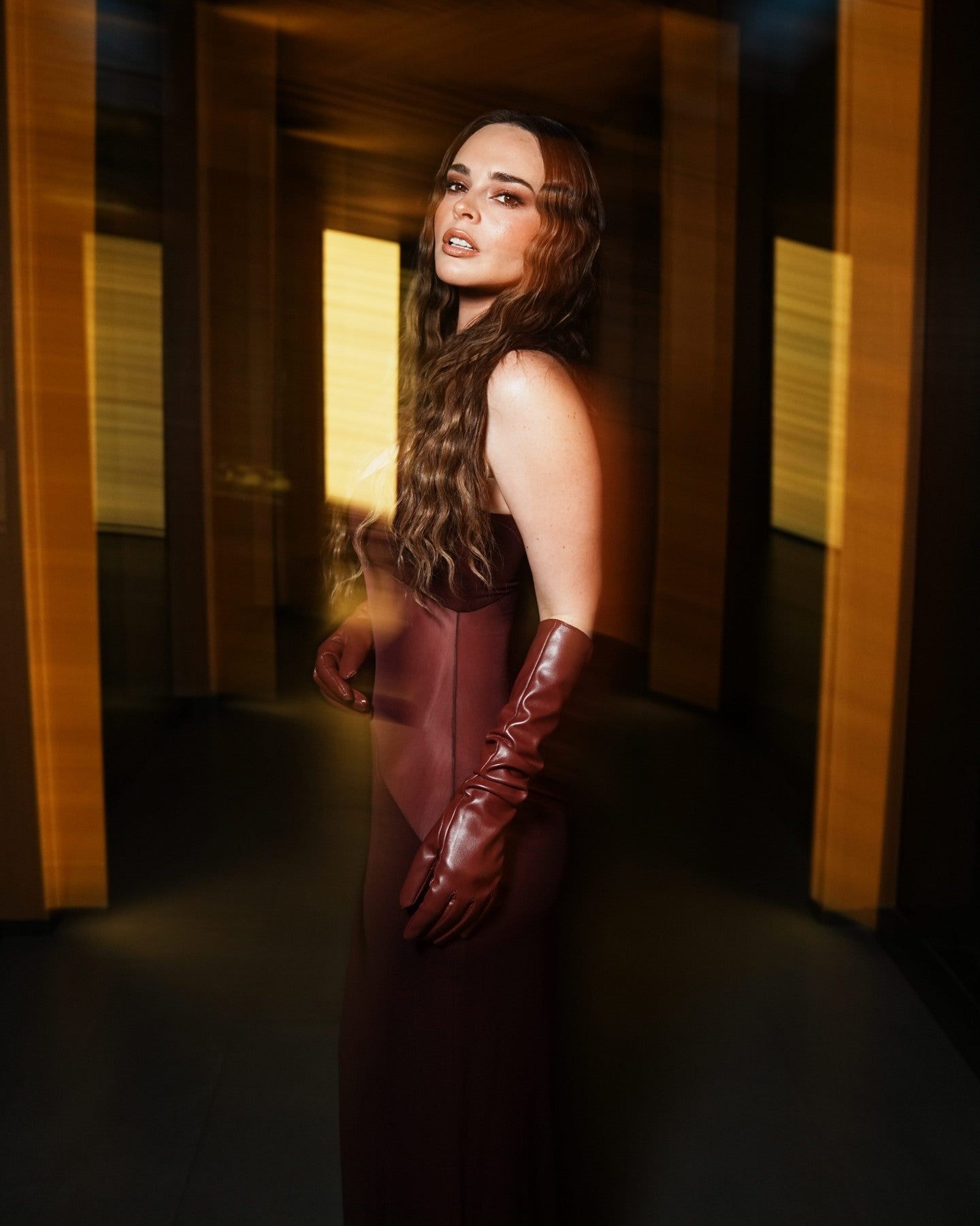 Mesh Insert Maxi Dress Burgundy HV2032