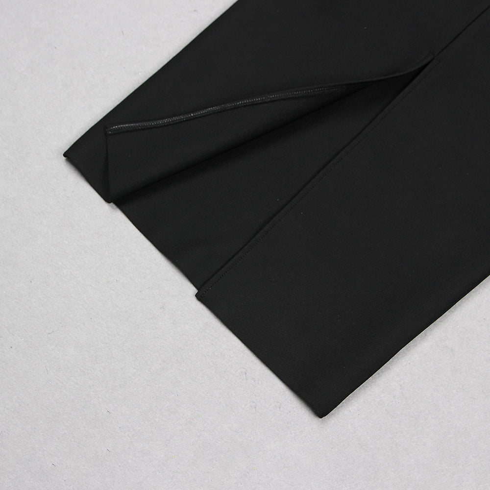 One Shoulder Rose Detail Midi Dress Black HV1094
