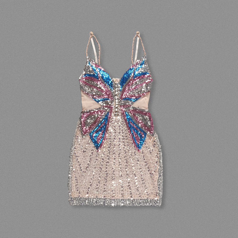 Sequin Crystal Dress Nude HV1997