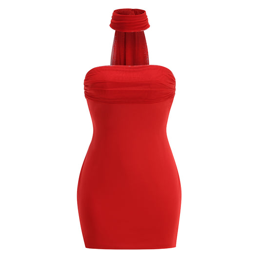 Strapless Draped Mesh Dress HV1992
