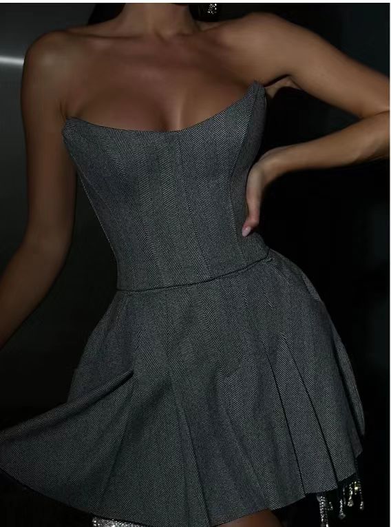 Long Sleeve Strapless Crystal A Line Two Piece Blazer HV1385