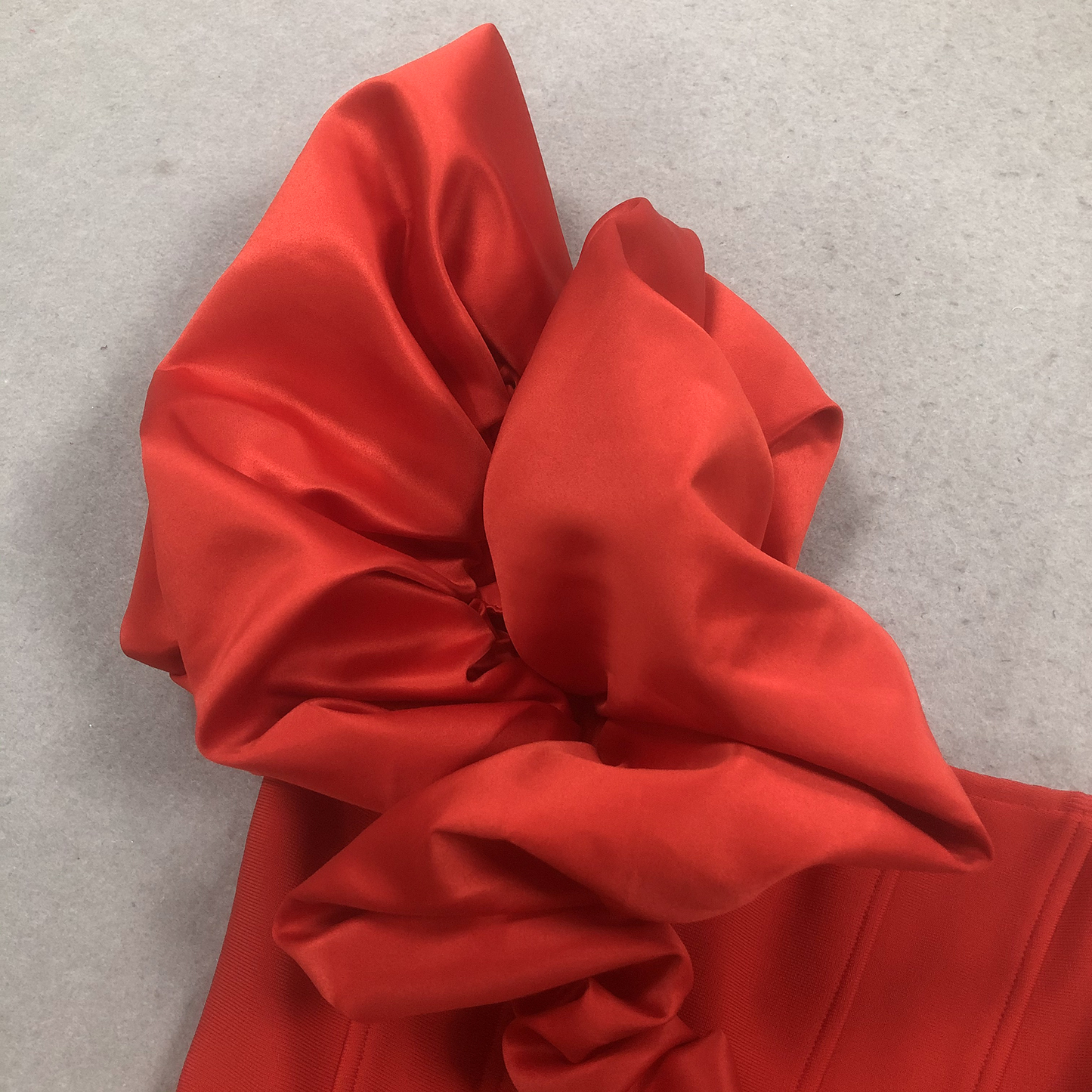 Puff One Shoulder A Line Dress Red