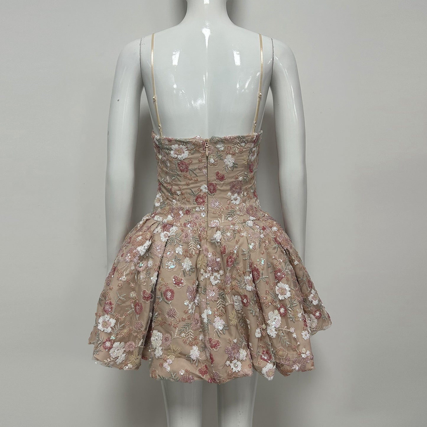Floral Sequin Bubble Dress Nude HV3080