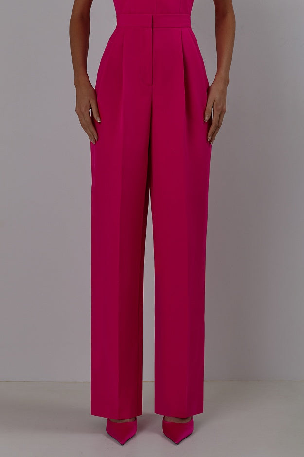 Long Sleeve Feather Detail Suit Hot Pink HV1267
