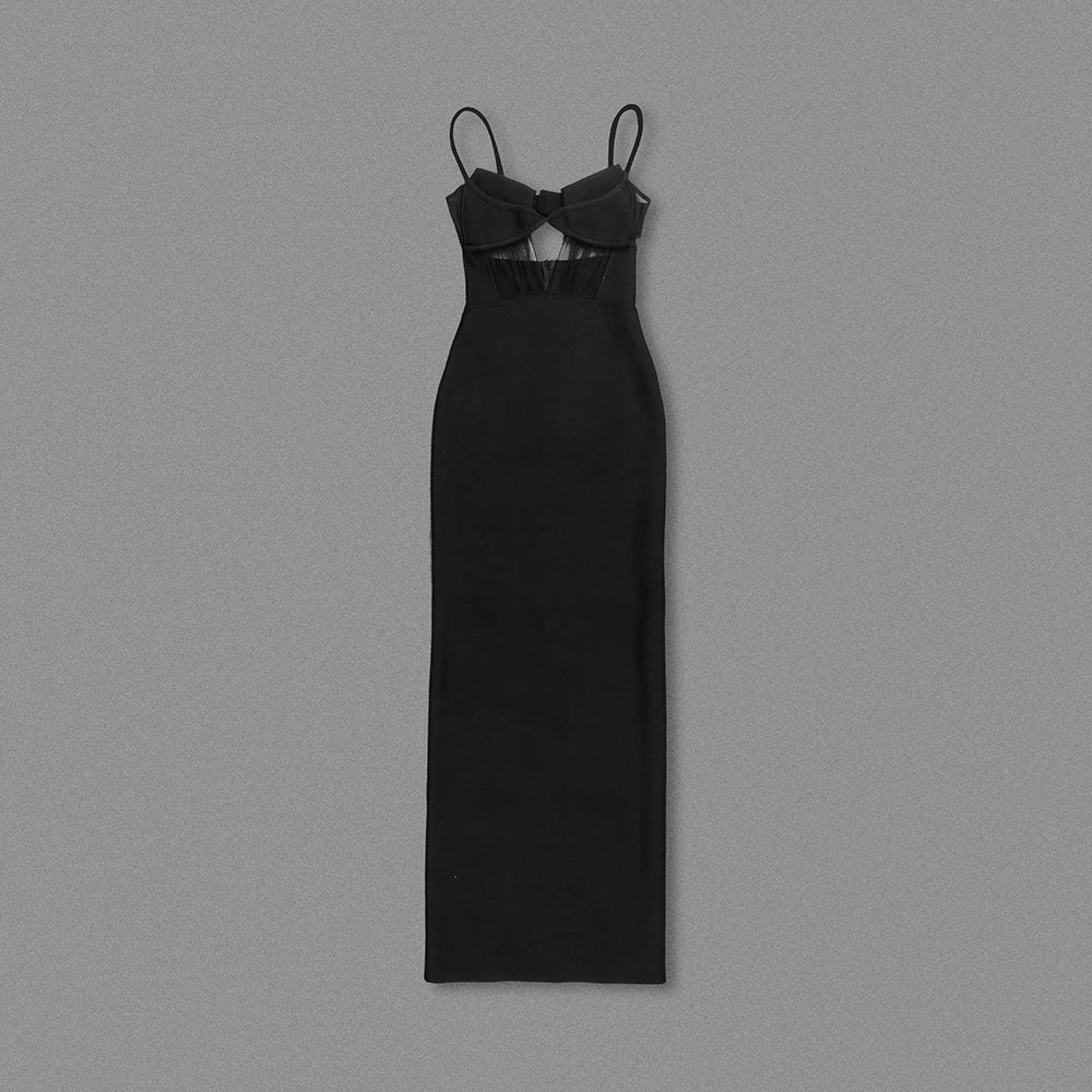 Mesh Insert Maxi Dress Black HV2094