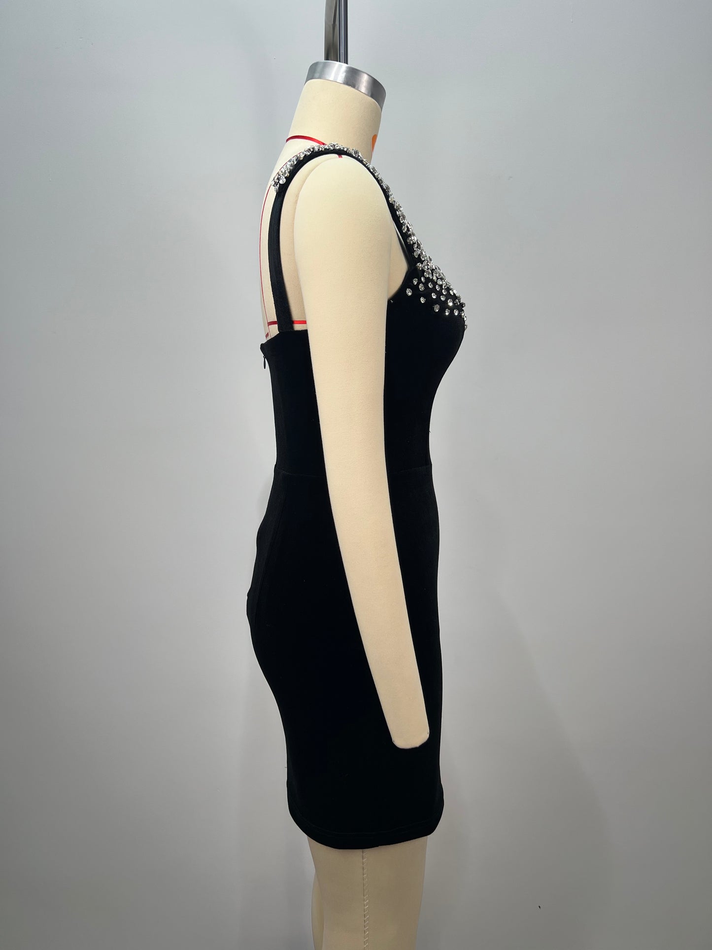 Crystal Embellished Velvet Dress Black HV2193