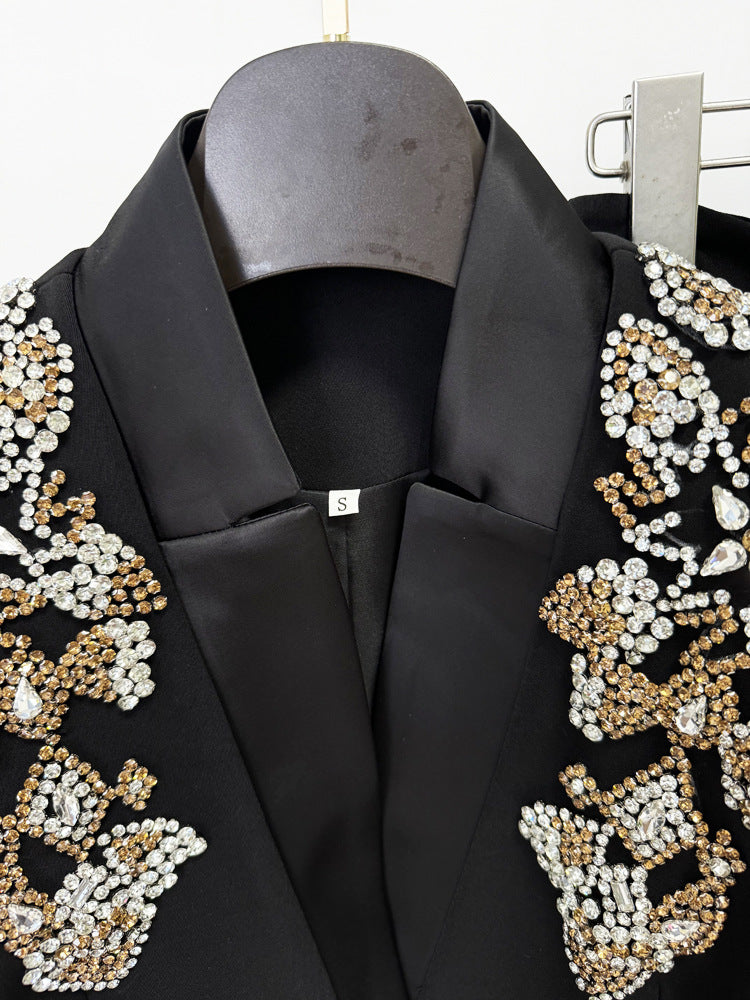 Crystal Floral Long Sleeve Suit Black HV1484