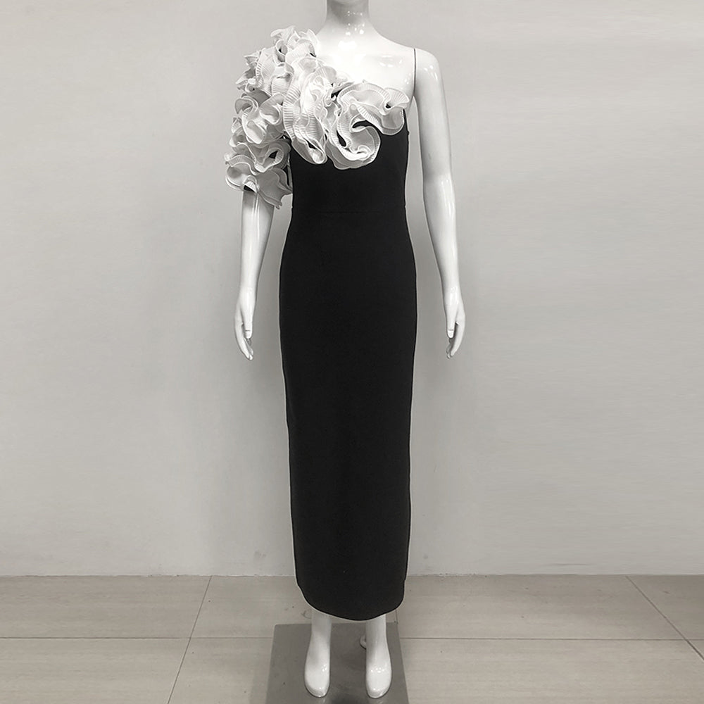 One Shoulder Ruffle Detail Maxi