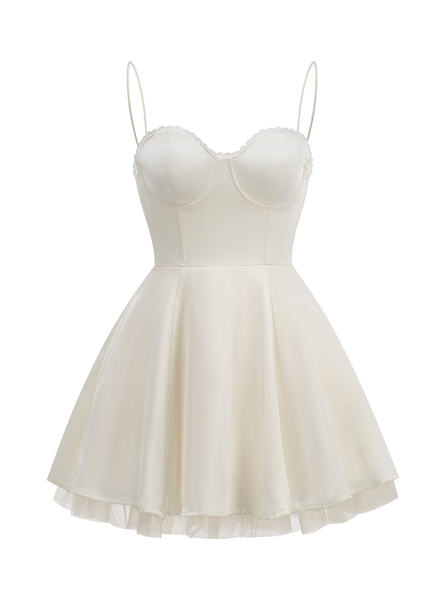 Lace Detail Bustier A Line Dress HV1258