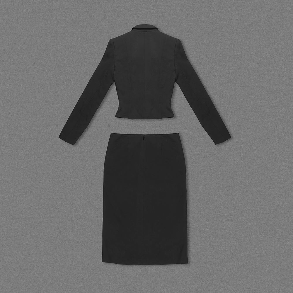Long Sleeve Buckle Detail Midi Coat Dress Black HV9939