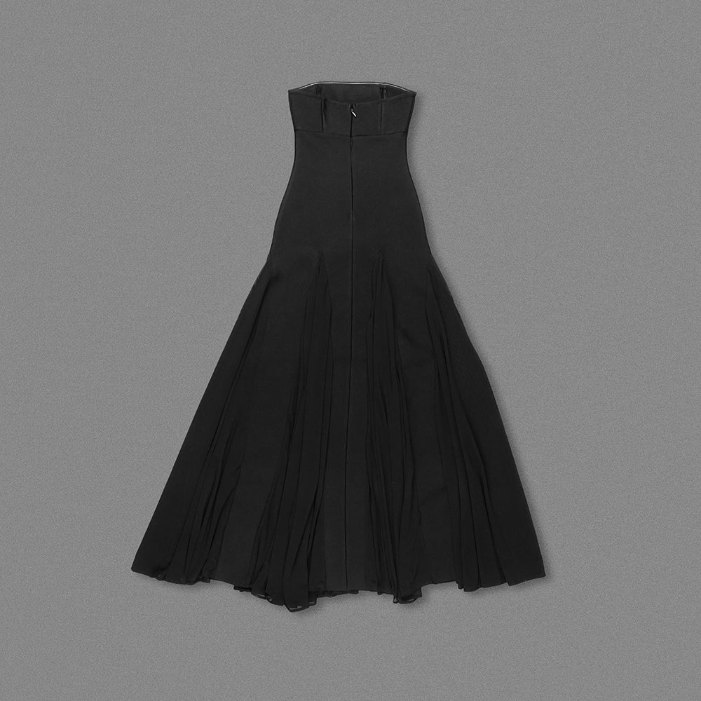 Strapless Mesh Insert A Line Maxi Dress HV1962