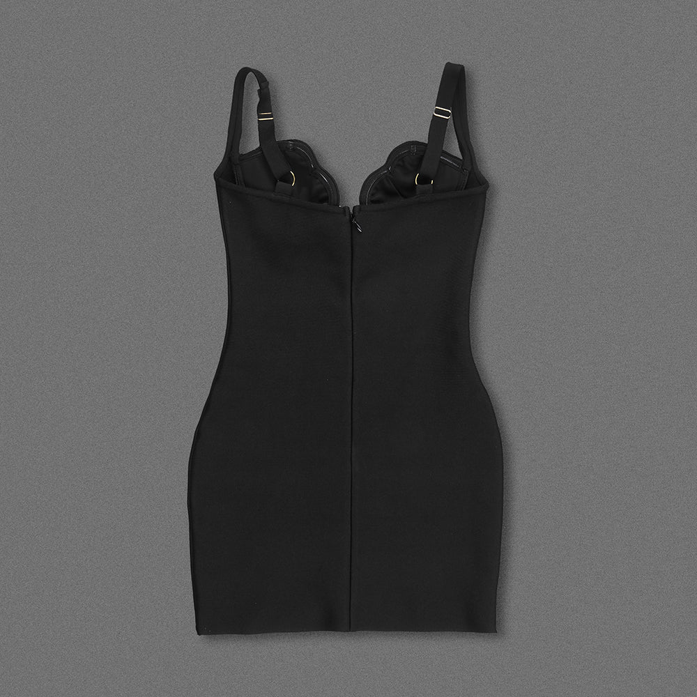 Scalloped Bustier Dress Black HV1488