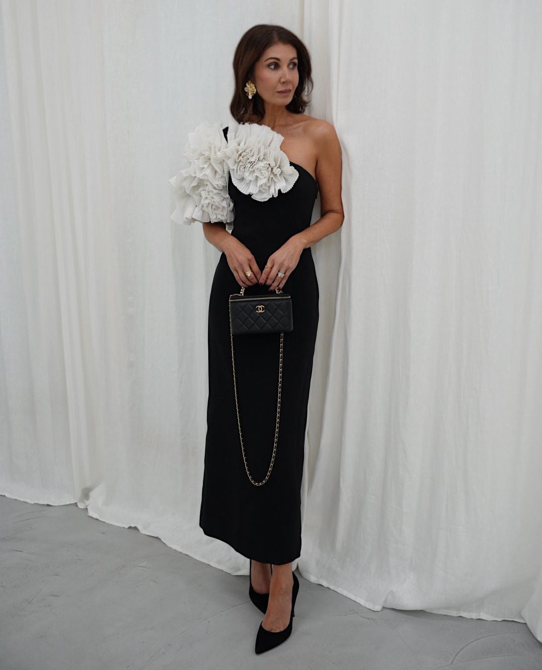 One Shoulder Ruffle Detail Maxi