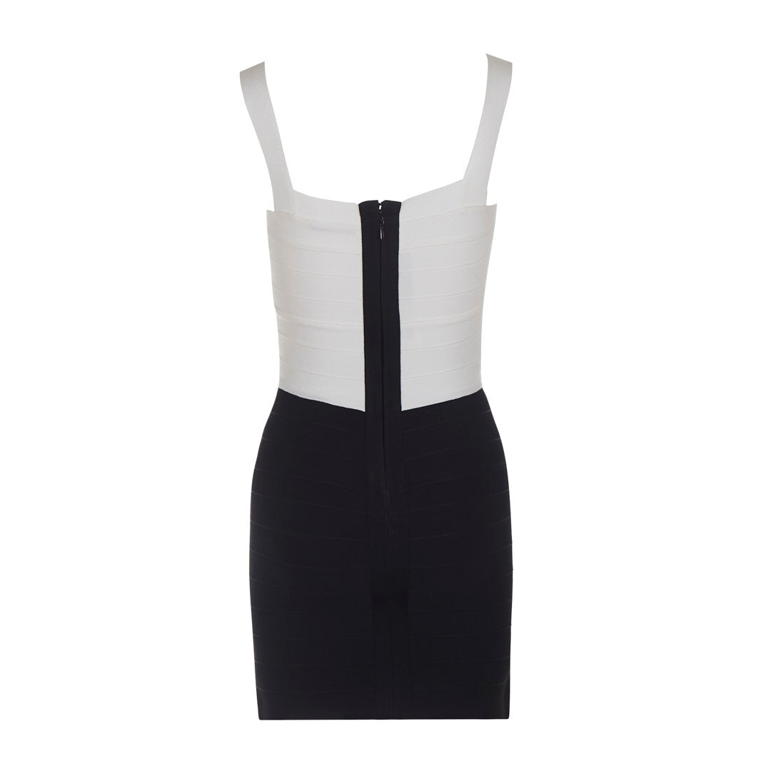 Color Block Dress Black White