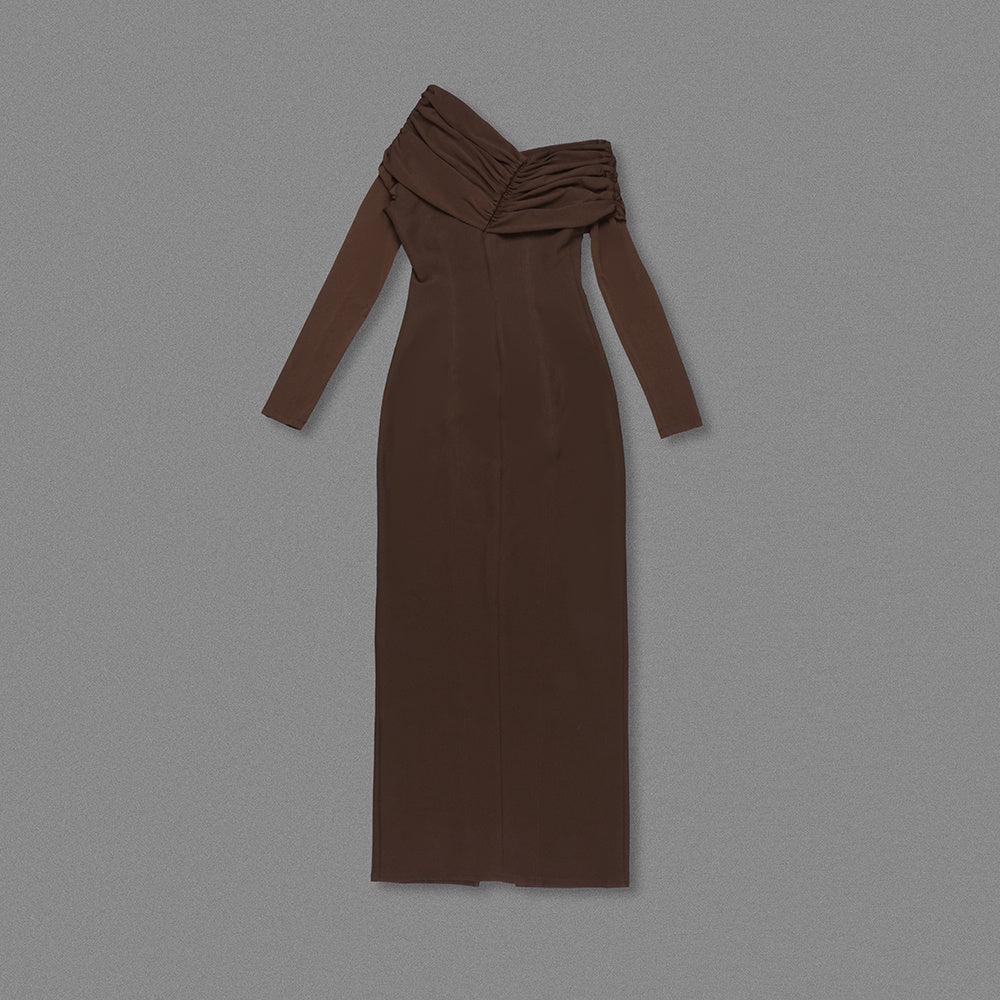 Long Sleeve Draped Detail Maxi Dress HV0057