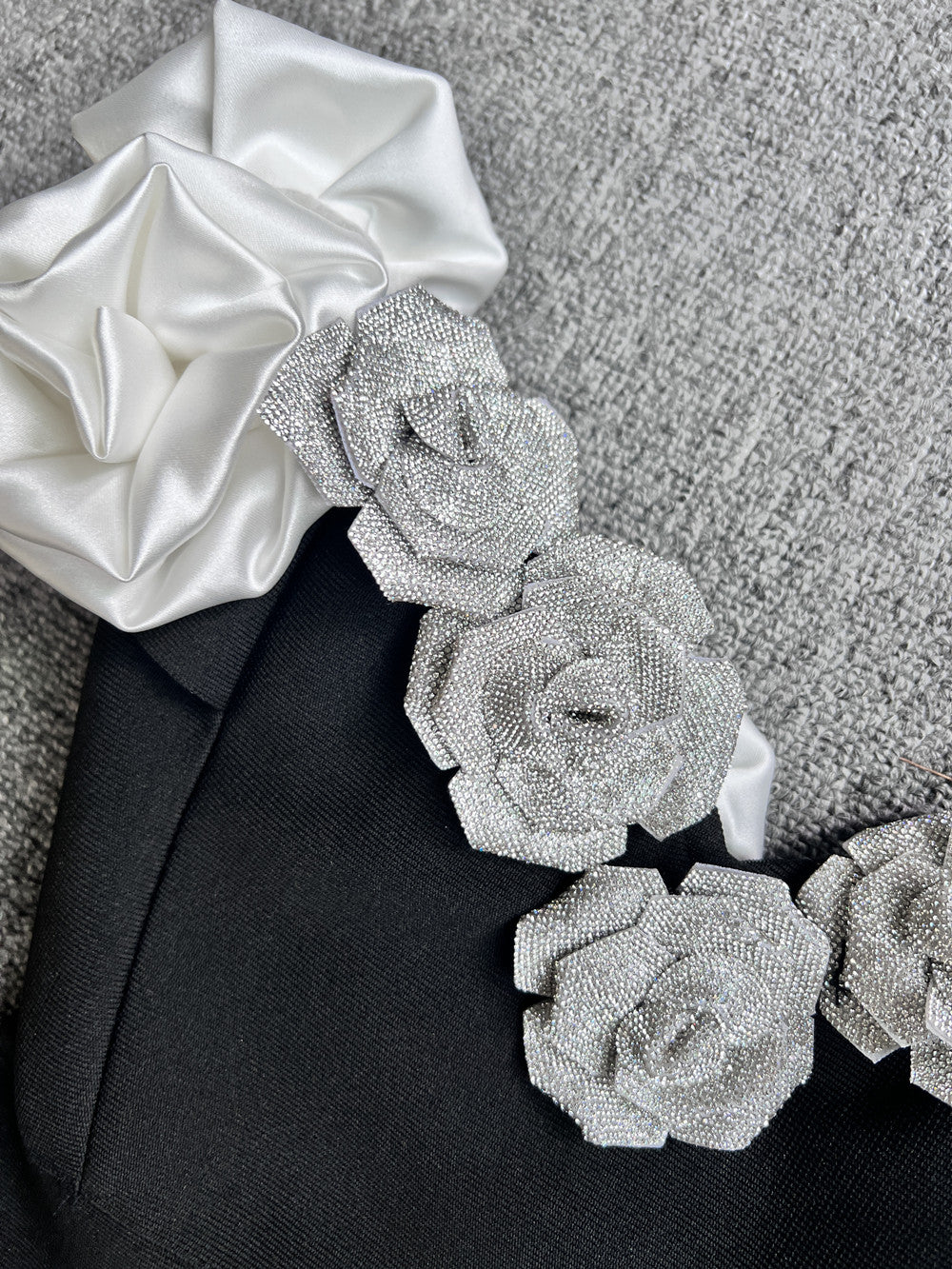 Floral Bardot Maxi Dress Black White HV1469
