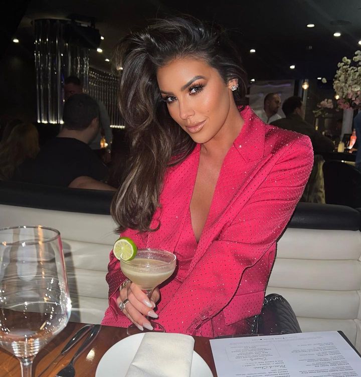 Sparkly Long Sleeve Three Piece Suit Hot Pink HV9601