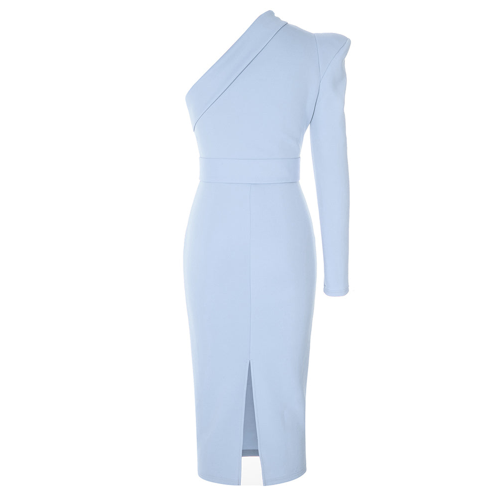 One Sleeve Belt Detail Midi Dress HV9113