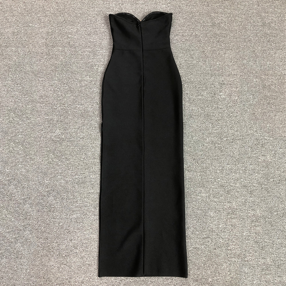 Strapless Embellished Cut Out Maxi Dress HV1430
