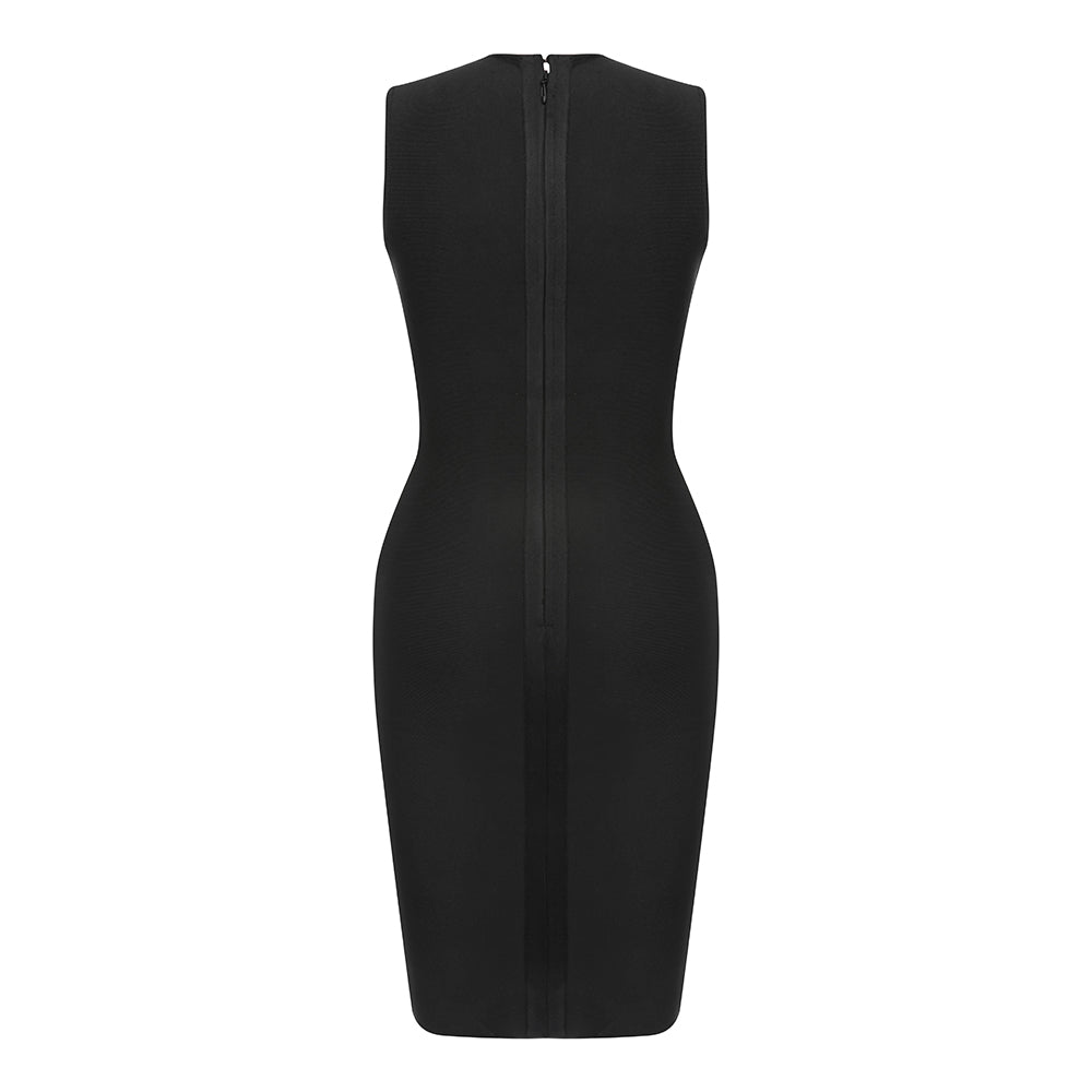 Lace Up Detail Sparkly Mesh Dress Black HV9556