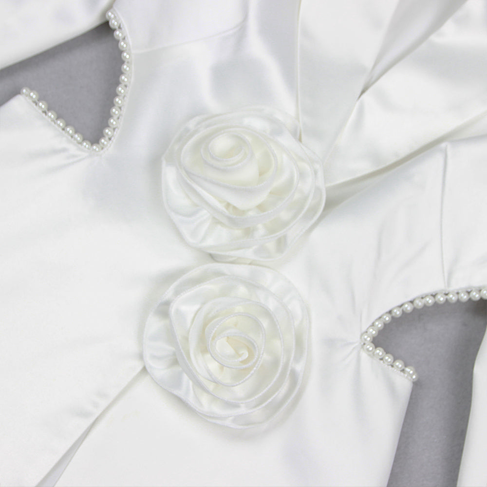 Long Sleeve Pearl Silk Suit White HV9953