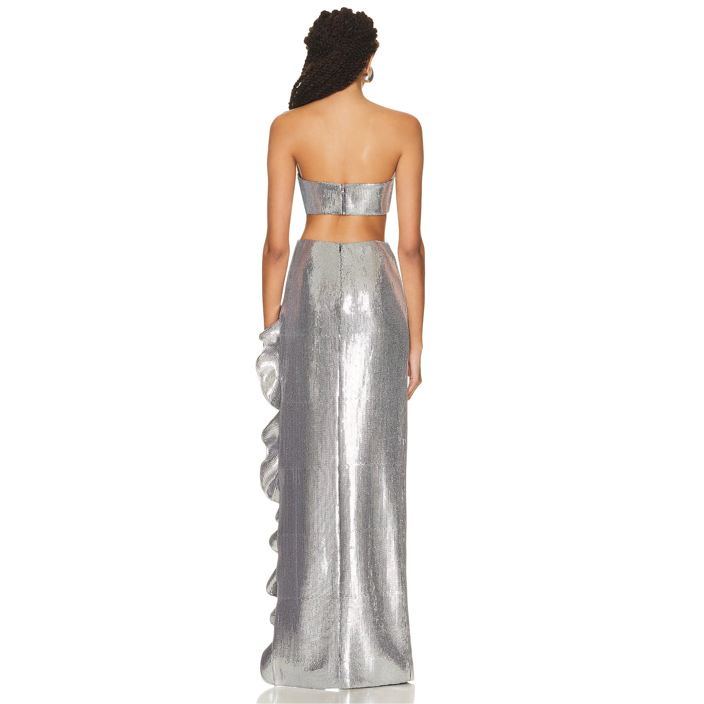Sequin Draped Two Piece Maxi Dress Silver HV9476