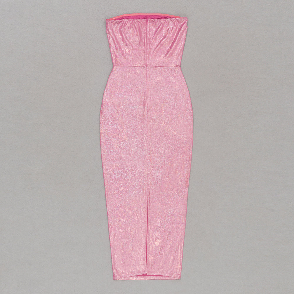 Sparkly Strapless Draped Maxi Dress HV9419