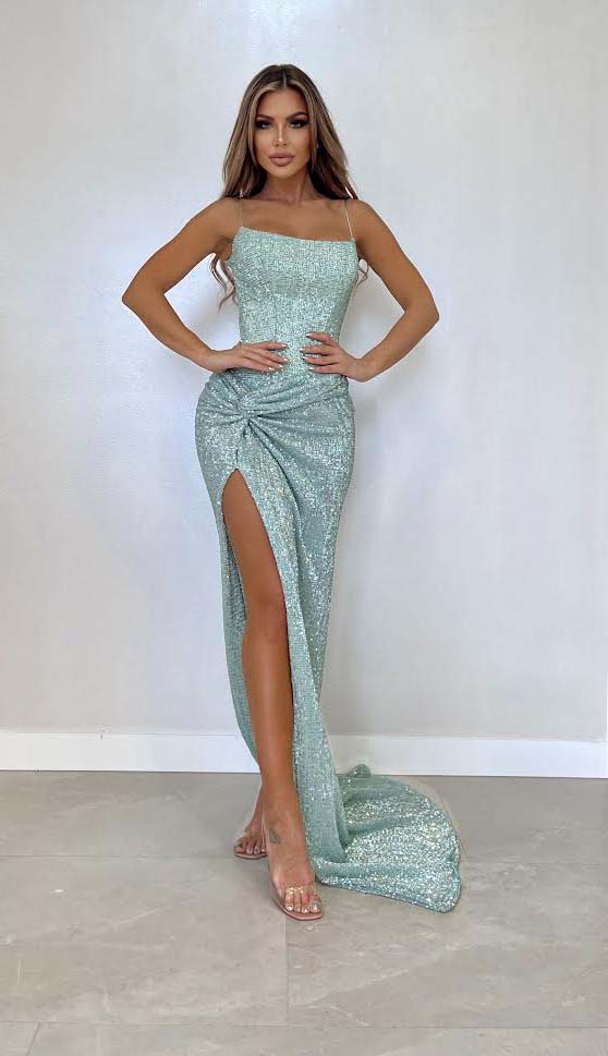 Sequin Corset Maxi Dress Green HV2071