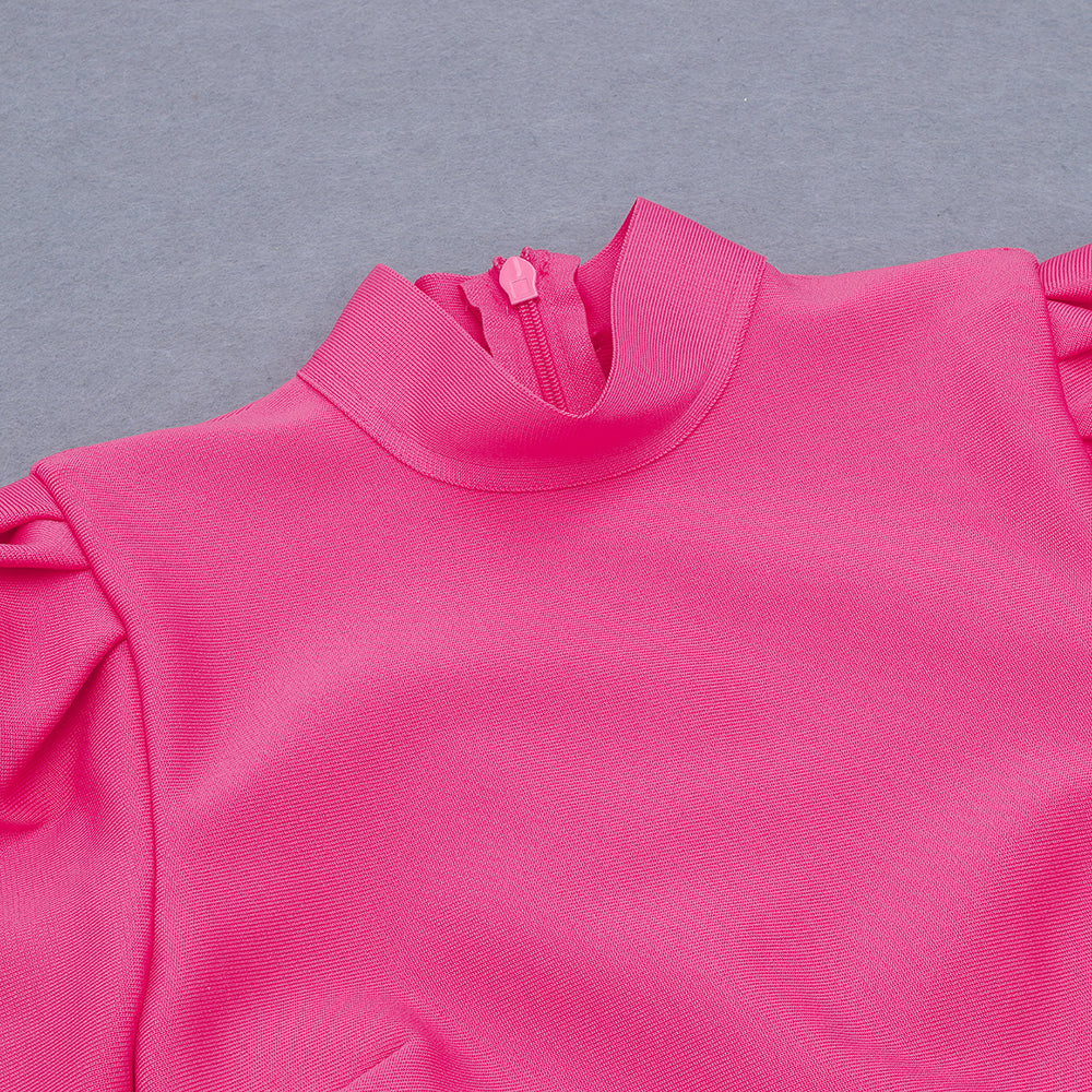 Puff Sleeve Dress Hot Pink HV6997