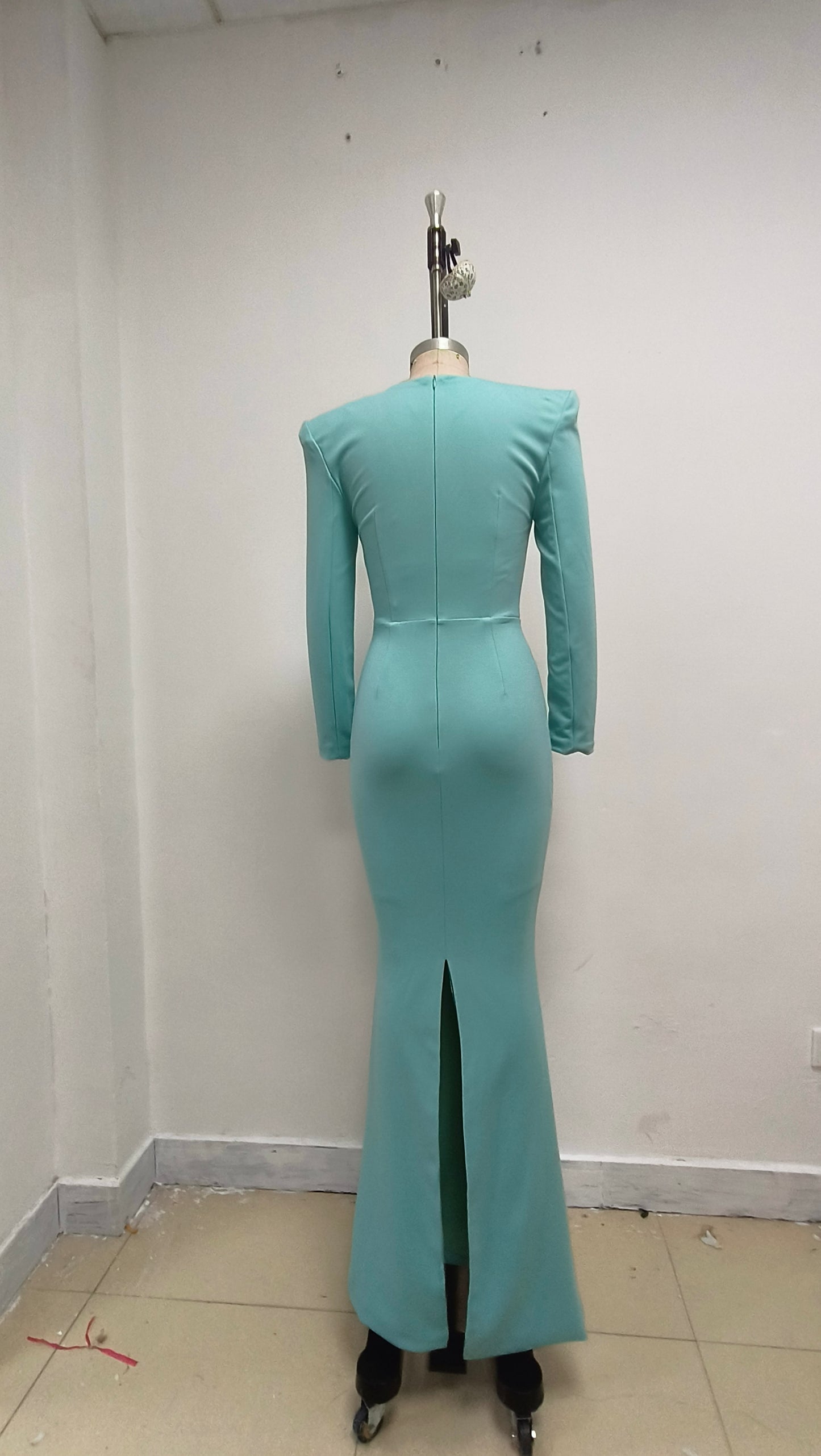 Long Sleeve Draped Bustier Maxi Dress HV1991