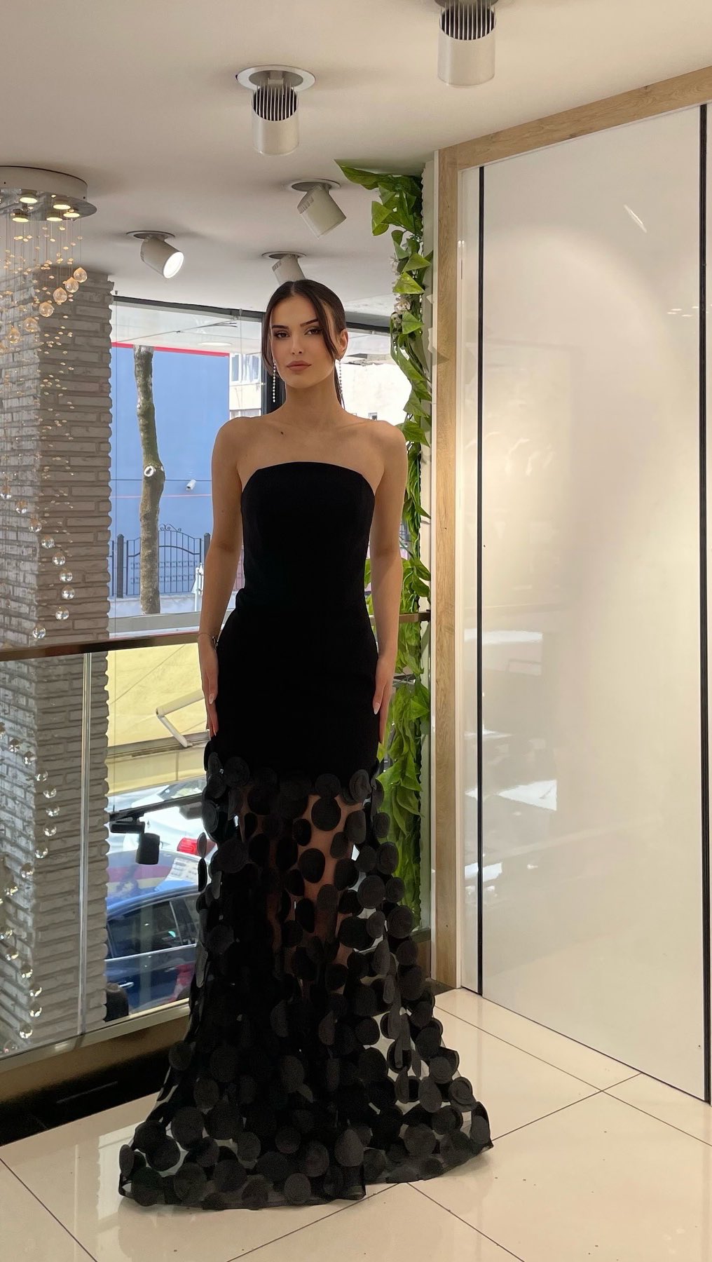 Strapless A Line Maxi Dress Black