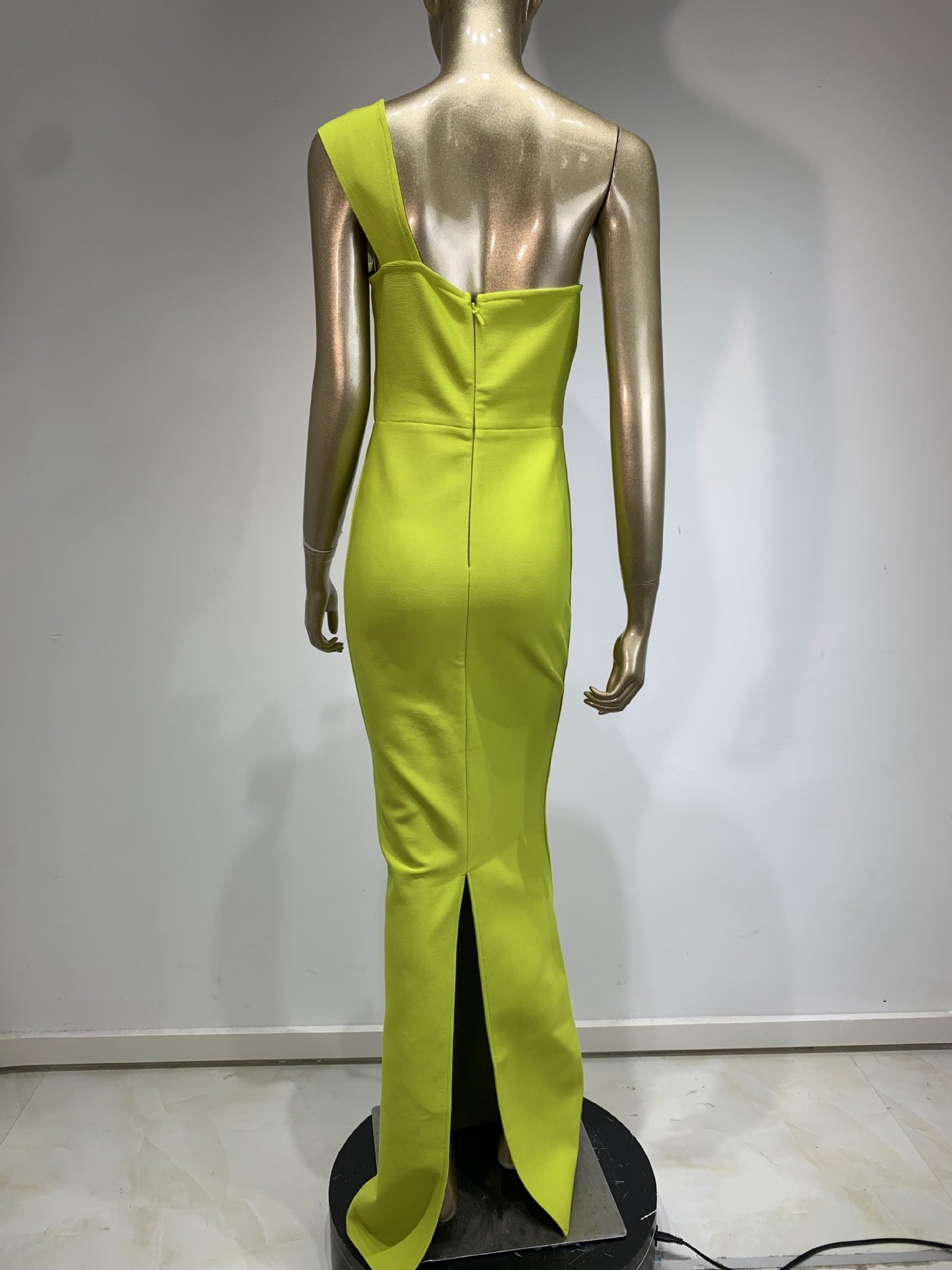 Floral One Shoulder Maxi Dress Lime
