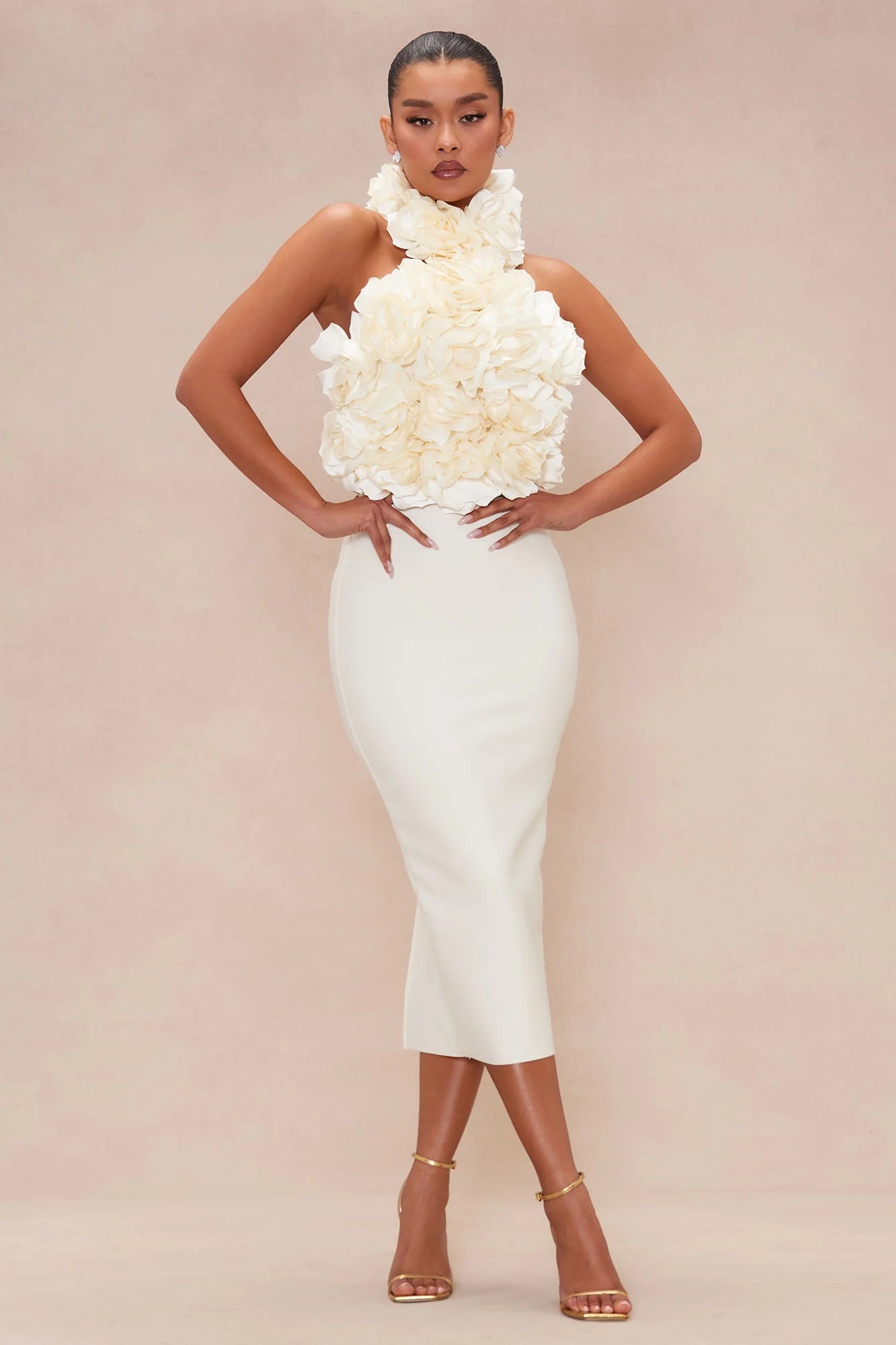 Halter Floral Midi Dress HV1996
