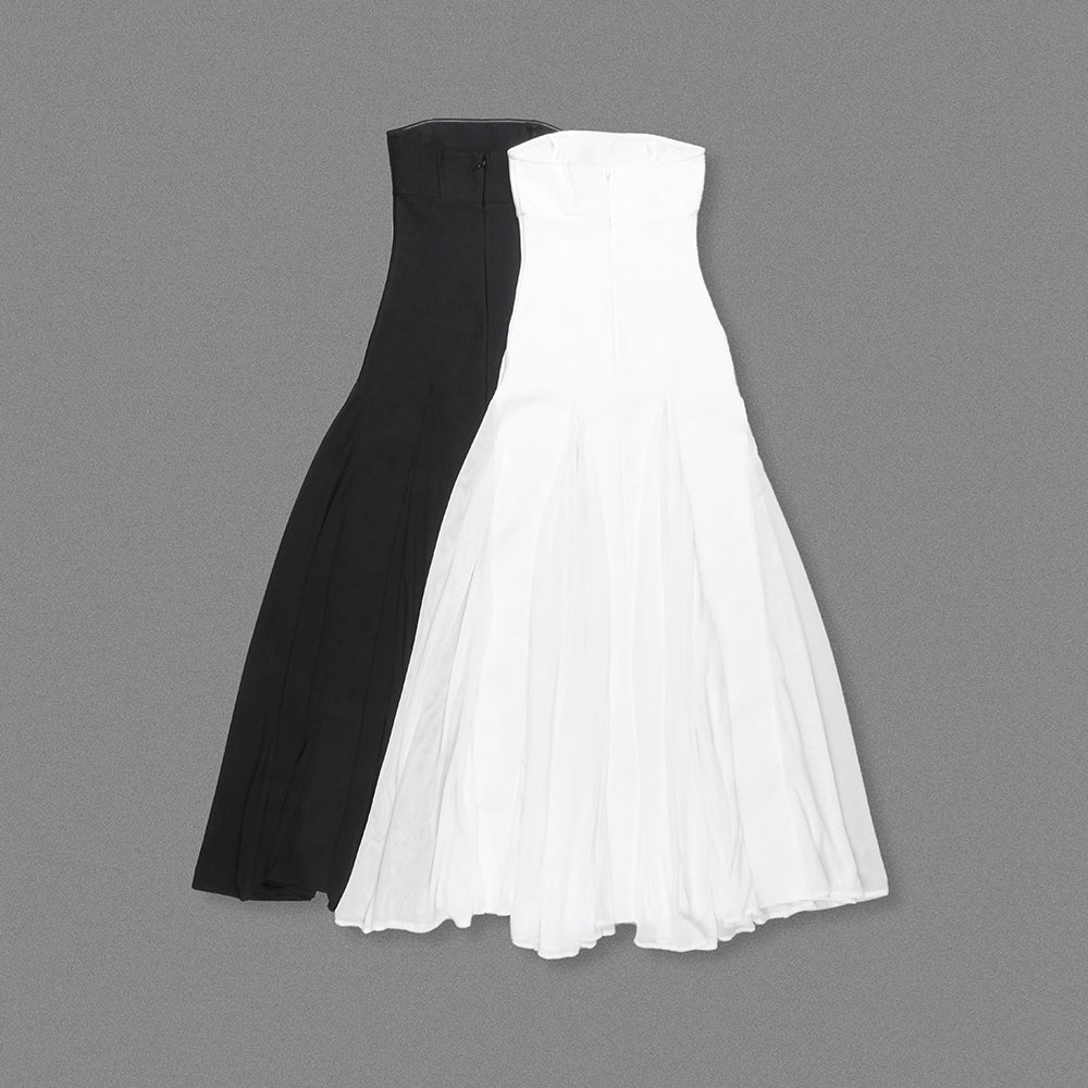Strapless Mesh Insert A Line Maxi Dress HV1962