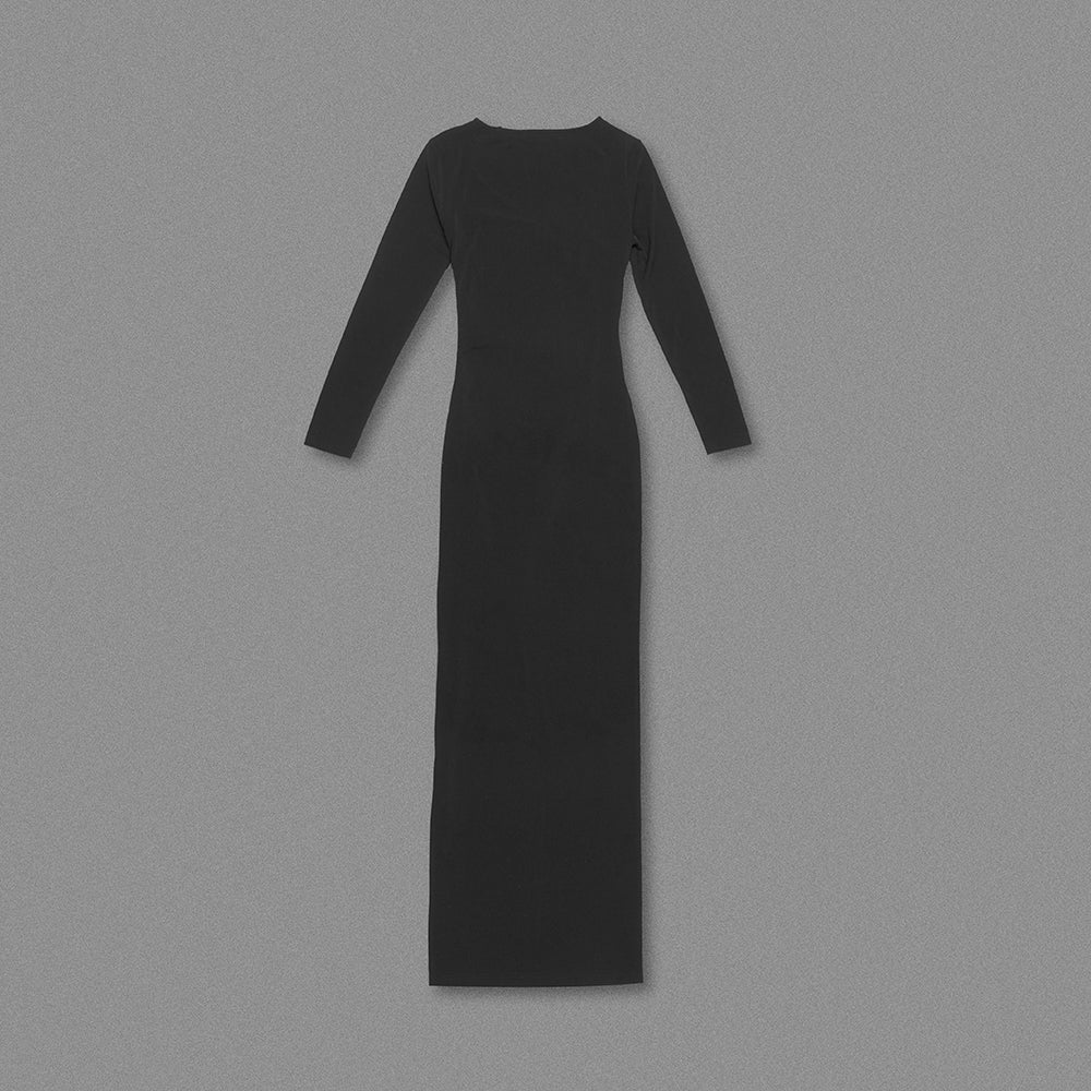 Long Sleeve Butterfly Cut Out Maxi Dress Black HV1067