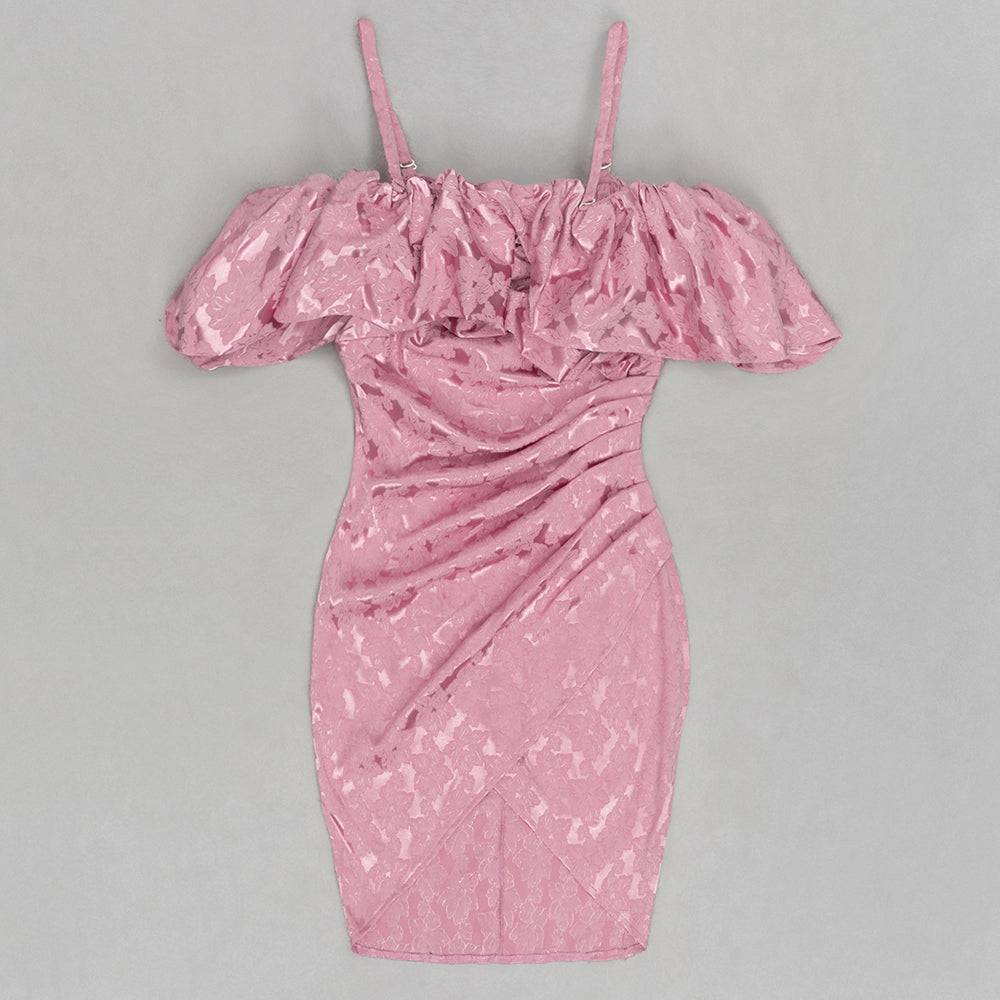 Ruffle Draped Dress Pink HV9689
